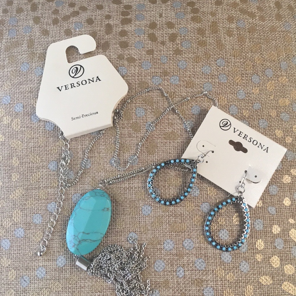 Teal loop earrings